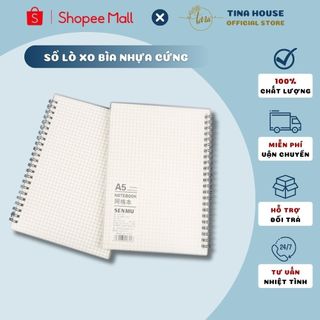 Sổ lò xo inox 160 trang bìa trong suốt basic sổ tay ghi chép a5, a6, b5 tiện dụng - bìa sổ, sổ plas lò xo