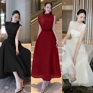 M16 Set Váy Tiểu Thư Dáng Xòe Tơ Nến Thắt Nơ Eo Dành Cho Nữ Nàng Thơ Phù Hợp Dạo Phố Dự Tiệc vanakara