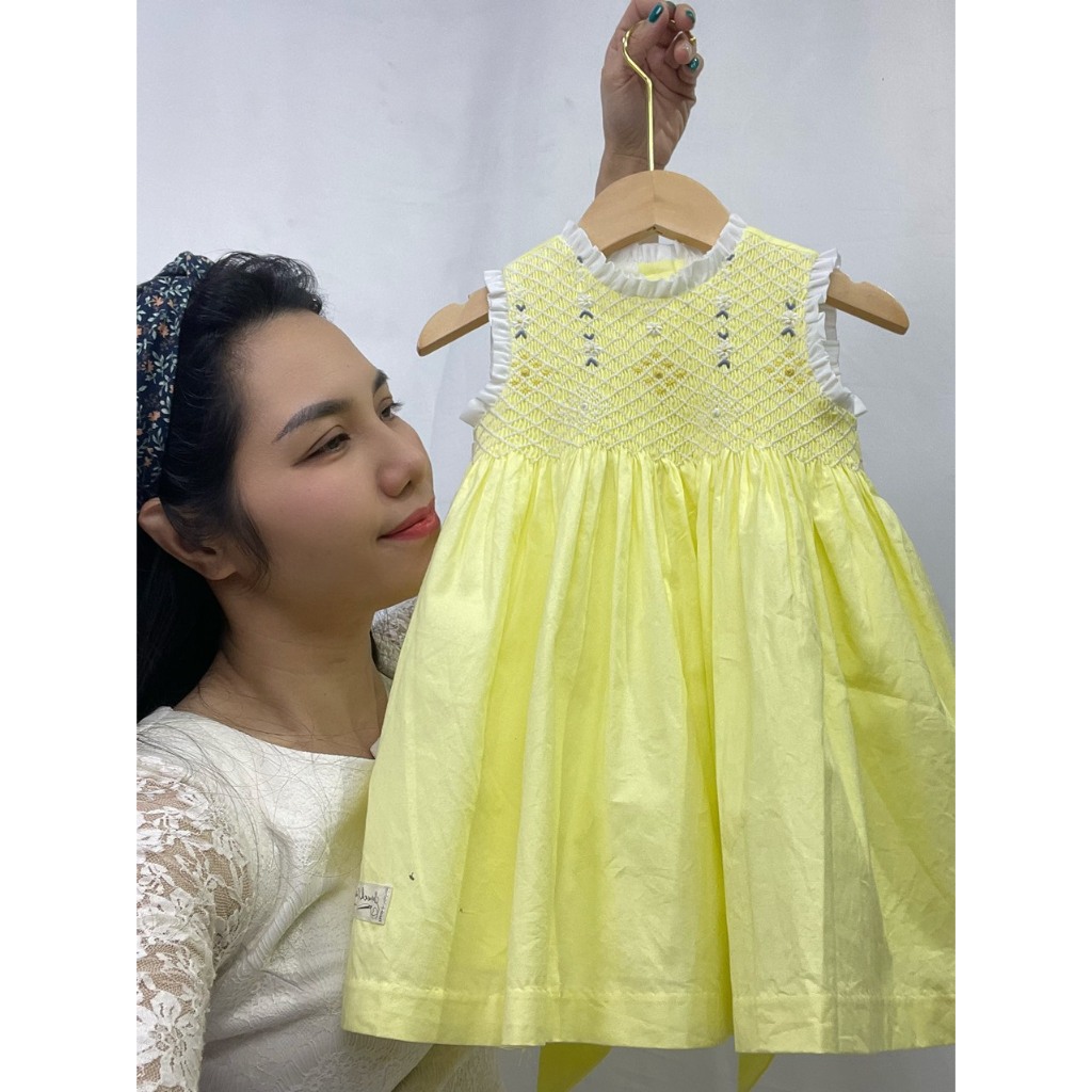 [Hà Nội] Smock Cô Nắng Đầm Smock bé gái màu vàng gà con thiết kế phong cách Châu Âu vải cotton thô N