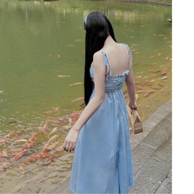 Đầm váy nữ hai dây, cúp ngực,bo chun lưng mix dáng váy xòe dài với tone màu nhẹ nhàng dành cho các nàng mặc đi biển xinh | BigBuy360 - bigbuy360.vn