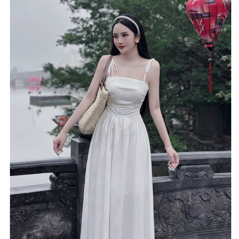 Đầm váy nữ hai dây, cúp ngực,bo chun lưng mix dáng váy xòe dài với tone màu nhẹ nhàng dành cho các nàng mặc đi biển xinh | BigBuy360 - bigbuy360.vn