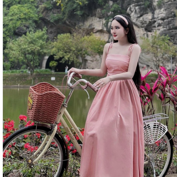 Đầm váy nữ hai dây, cúp ngực,bo chun lưng mix dáng váy xòe dài với tone màu nhẹ nhàng dành cho các nàng mặc đi biển xinh | BigBuy360 - bigbuy360.vn