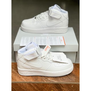 Giày af1 mid trắng, giày sneaker_air force 1 cổ cao full trắng cao cấp bản classic full size nam nữ full box bill