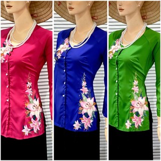 Áo bà ba vải lụa tây thi hoa