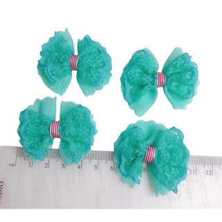 Nơ lưới ren mềm 2 lớp màu xanh