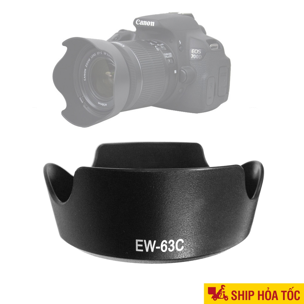 Lens hood Canon EW-63C cho Ống kính Canon EF-S 18-55mm f/3.5-5.6 IS STM  Loa che nắng EW 63C