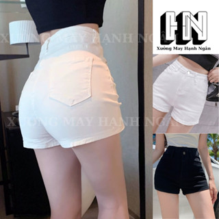 Quần Đùi Nữ 💖FREE SHIP💖 Quần Short Nữ Lưng Cao Quần Đùi Nữ Bigsize Chất Jean Co Giãn 2 Màu Đen Trắng Xưởng May Hạnh Ngân