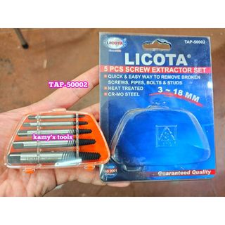 Bộ Mũi Vít Tháo Mở Bu Lông Ốc Vít Gãy Hỏng 5 cây Licota Tap-50002 (Bộ Ta Rô Lấy Ốc Gãy, Dụng Cụ Lấy Ốc Gãy)