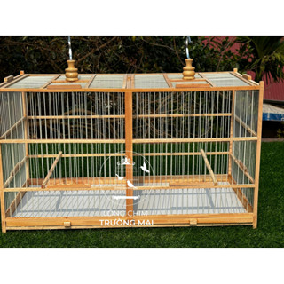 Lồng chim chào mào, khung lồng lực chào mào tự ráp 80 gỗ sến nan cáp quang 2 ngăn đã vào nan