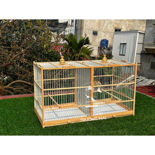 Lồng lực chào mào, khung lồng tự ráp size 80cm gỗ sến nan cáp quang 2 ngăn đã vào nan LĐ0123