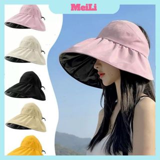 Nón Vành Tròn Lớp Phủ Vinyl  -  Mũ chống nắng Hở Chóp Nữ Có Thể Gập Lại Chống Tia UV. (tuyển sỉ)