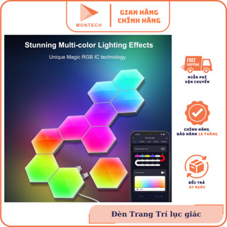 [Smart Home] Đèn LED lục giác lắp ghép gắn tường RGB cầu vồng - Nháy theo nhạc - App WiFi
