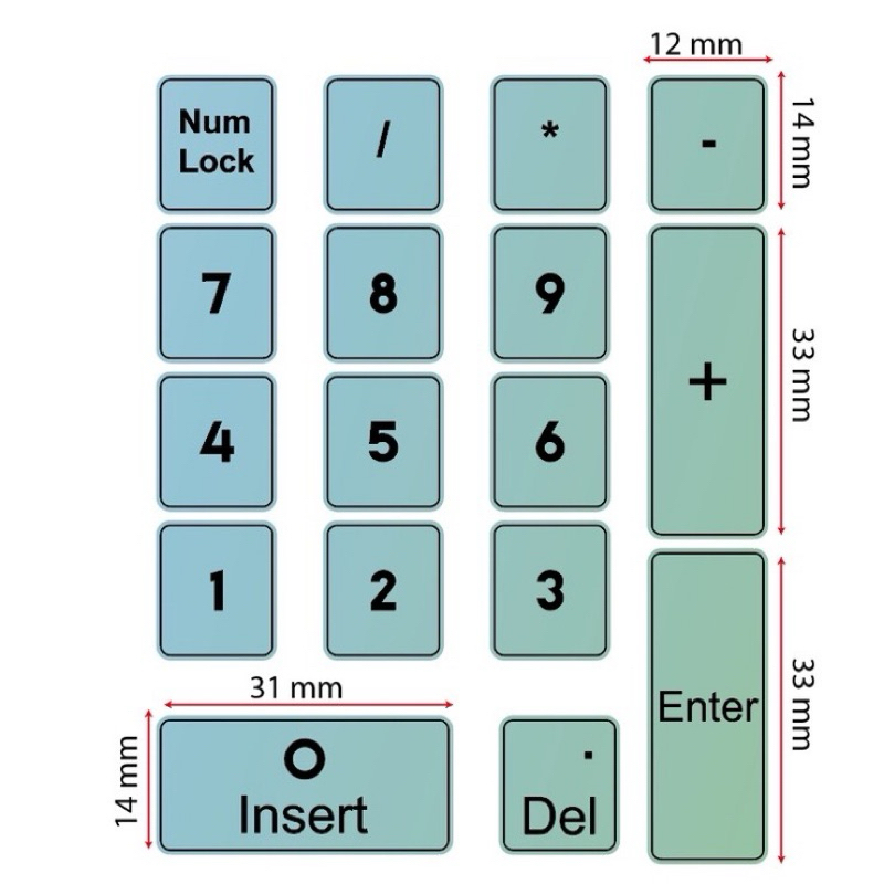Decal bàn phím PC dùng trang trí bàn phím bị mờ chữ, hoạ tiết phi hành gia, mèo cute