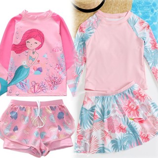 (2-9 tuổi hàng QCCC) Bikini đồ bơi bé gái dài tay váy xòe phối hoa,tiên cá cực đẹp có size nhỡ đến đại