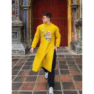 😍 Áo dài nam cách tân cao cấp đẹp vải gấm dệt cao cấp họa tiết thệu đứng phom  giá bán sỉ
