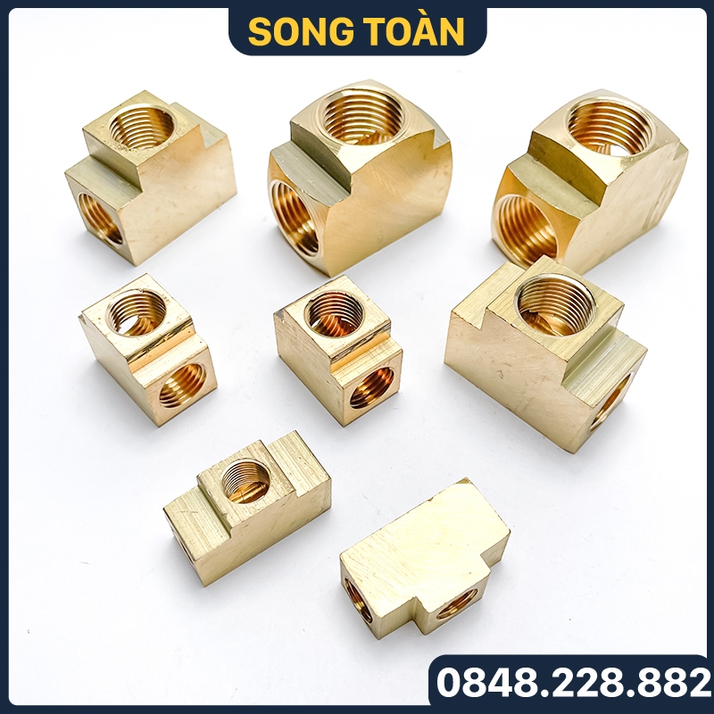 Tê Đồng Thau, Tê Ren Trong Đồng Thau Phi 9.6 13 17 21 - Ba Đầu Ren Trong Phay Dày