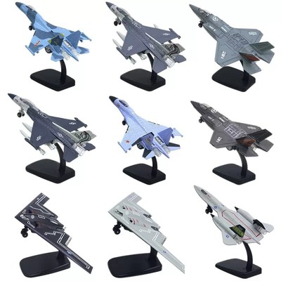 Đồ chơi mô hình máy bay chiến đấu F-16, F-18, F-35, SR-71,Su-35 KAVY có nhạc và đèn hợp kim kèm đế