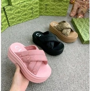 Dép Xuồng Quai Chéo GC Đế Bánh Mì - Độn Đế Cao 7cm