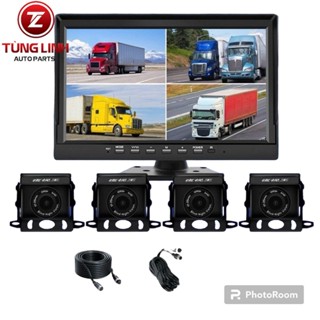 Bộ camera (cam) hành trình 4 mắt 10 inch cho xe tải dùng chung điện áp 12/24V Hàng xịn