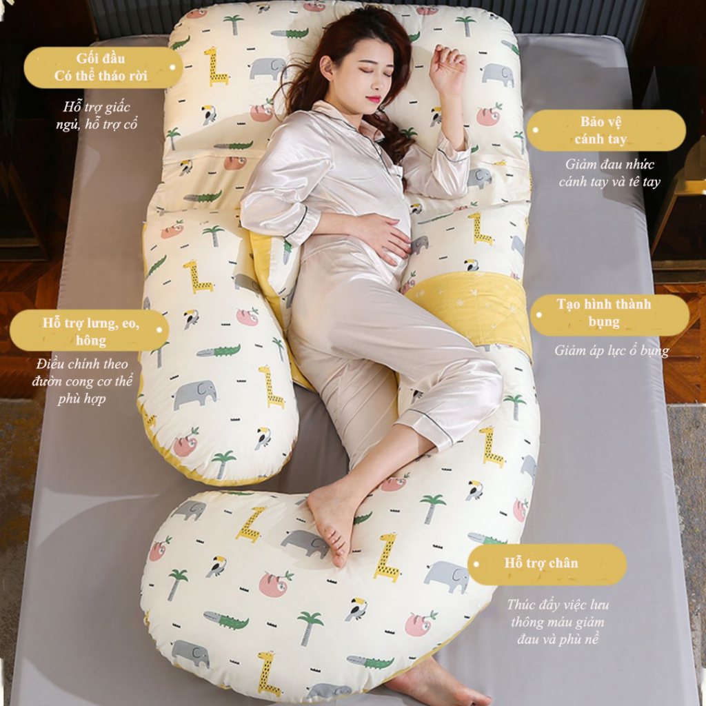 Gối chữ G-gối hạt đậu loại có hoạ tiết  (phần lót có khoá điều chỉnh bông) size nhỏ dành cho người VN