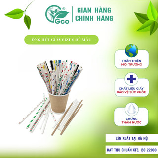  Ống Hút Giấy Gco Size 6 Đủ Màu Thân Thiện Môi Trường 100 chiếc  