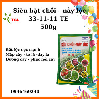 Phân bón, phân bón lá, siêu bật chồi - nảy lộc 33-11-11 te, gói 500 gram - phân bón hỗn hợp npk - nông nghiệp gia lâm