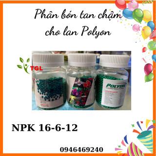 Phân bón, phân bón chậm tan POLYON hạt xanh lọ 100g chuyên lan và cây cảnh rễ tốt khỏe cây hàng nhập khẩu Mỹ 100%