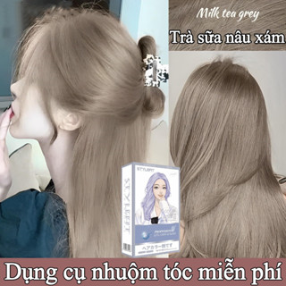 Thuốc Nhuộm Tóc kem nhuộm tóc tại nhà Trà sữa nâu xám,màu nâu mát,Màu trà sữa,Nâu xám hạt dẻ STYLE FIT tặng kèm dụng cụ