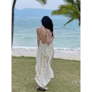 (sẵn S) Váy đầm maxi hở lưng cổ yếm nhíu ngực lạ mắt nhẹ nhàng tiểu thư đi biển du lịch