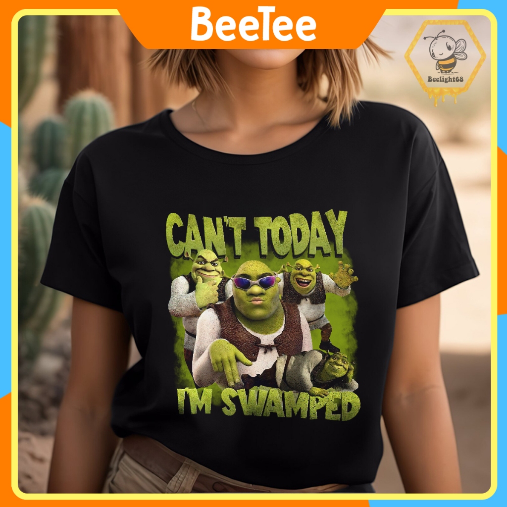 Áo thun Oversize in hình Shrek and Fiona Can't Today I'm Swamped Shrek Fiona Princess 148