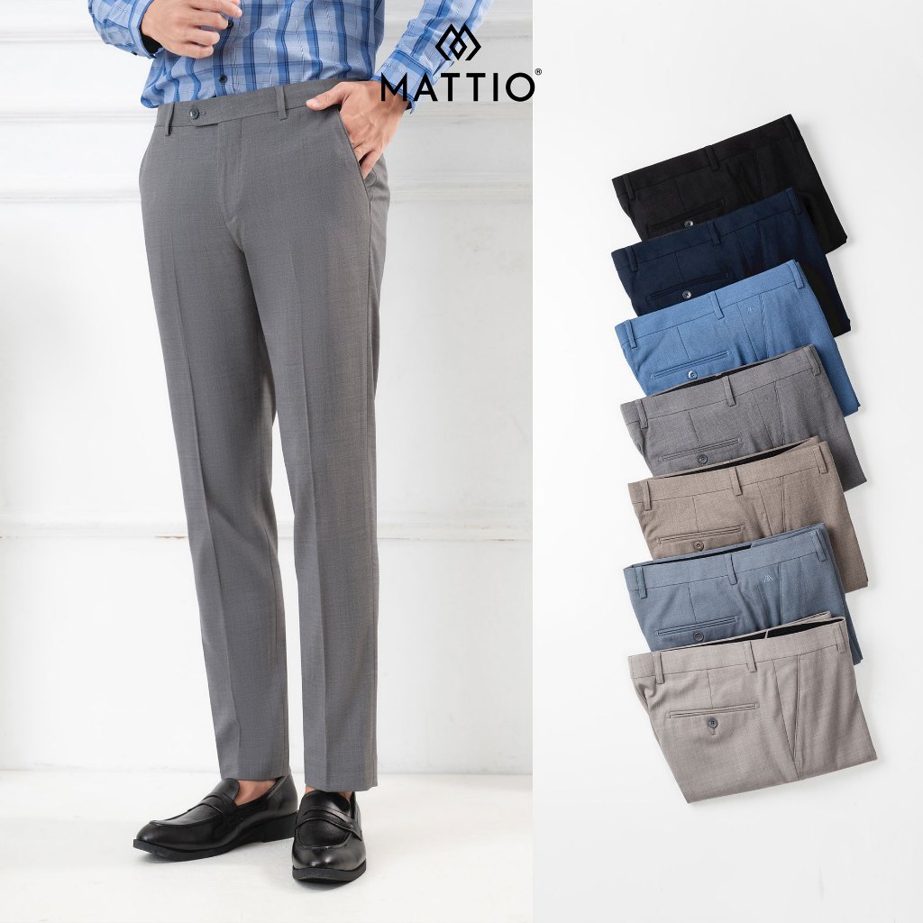 Quần tây nam cao cấp Mattio, vải rayon, slimfit, MTR03.
