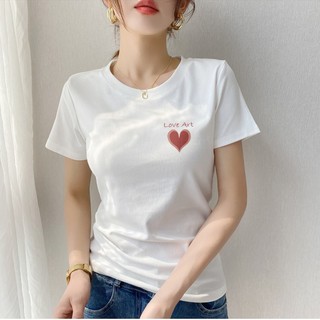 Áo thun nữ ôm body,thun cao cấp cotton 100% thoáng mát, co giãn 4 chiều, mềm mịn, in hình TIM NHỎ