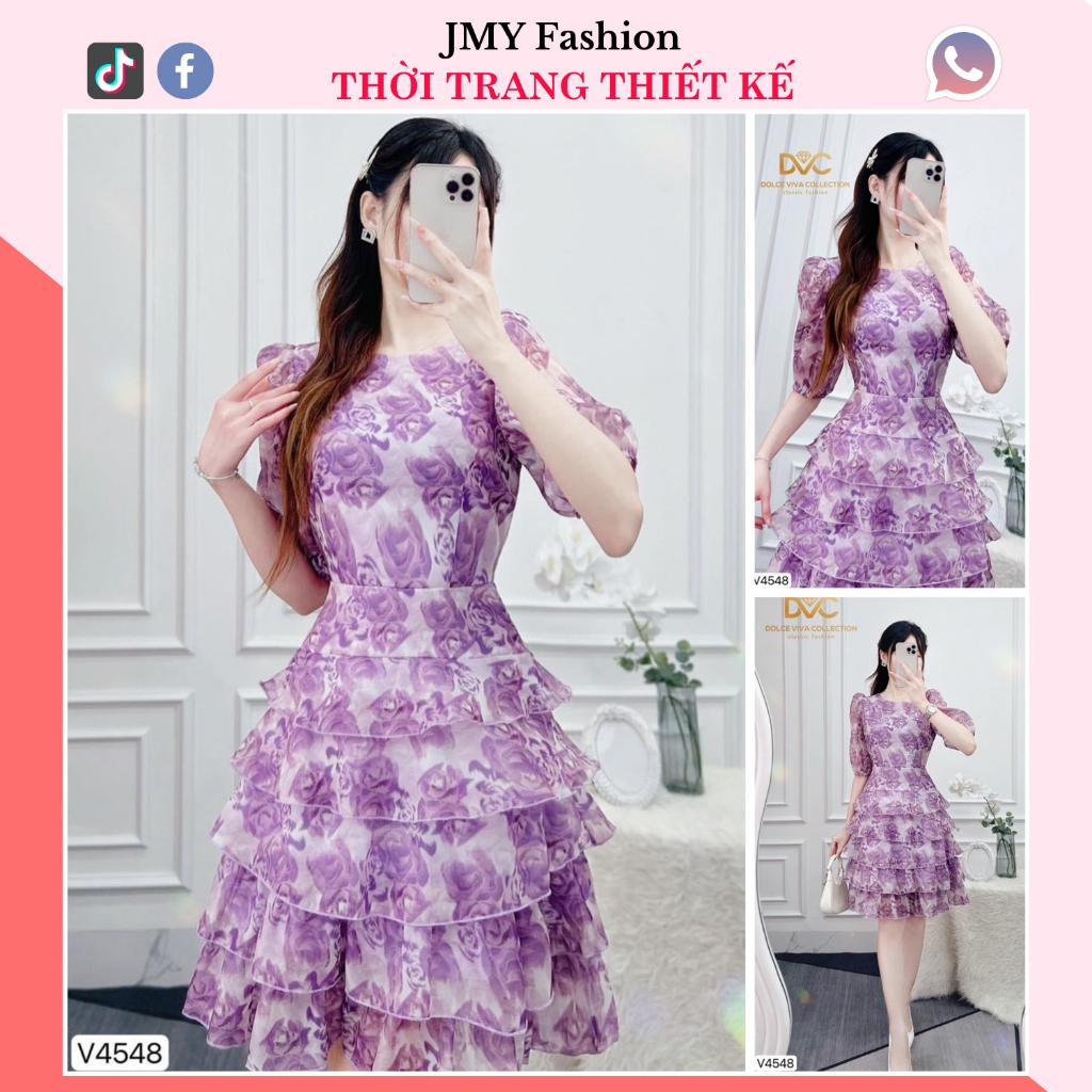 váy voan hoa tím nữ tính