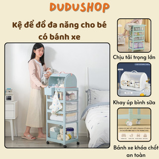 Kệ để đồ sơ sinh đa năng cho bé, kệ nhựa cao cấp để đồ có bánh xe tiện lợi