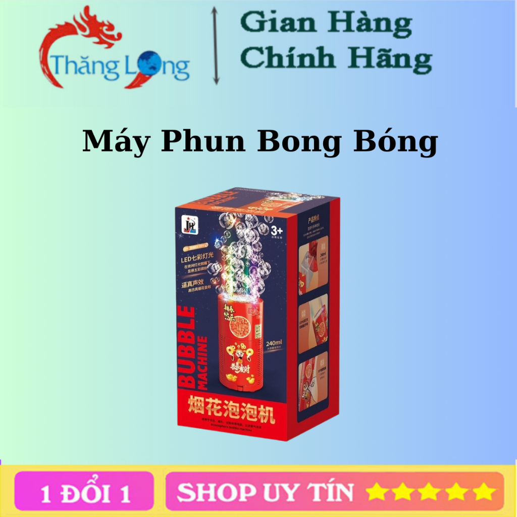 Máy Thổi Bong Bóng Tự Động Có Đèn Led Kèm Nhạc - Loa Bong Bóng Pháo Hoa Trang Trí Vui Nhộn Đón Tết