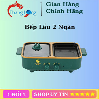 (Ngẫu Nhiên Màu)Bếp lẩu nướng 2 ngăn, Nồi lẩu mini Hàn Quốc, Bếp lẩu nướng 2 in 1 đa năng, Nồi lẩu nướng 2 ngăn