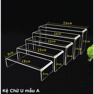 Kệ Mica chữ U - dày 3mm - đen và trong suốt