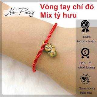 Vòng tay chỉ đỏ may mắn mix tỳ Hưu