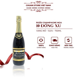 Rượu vang đỏ nổ Nga 10 đồng xu 13,5% chai 750ml - sâm panh đỏ khai vị cho mọi bữa tiệc