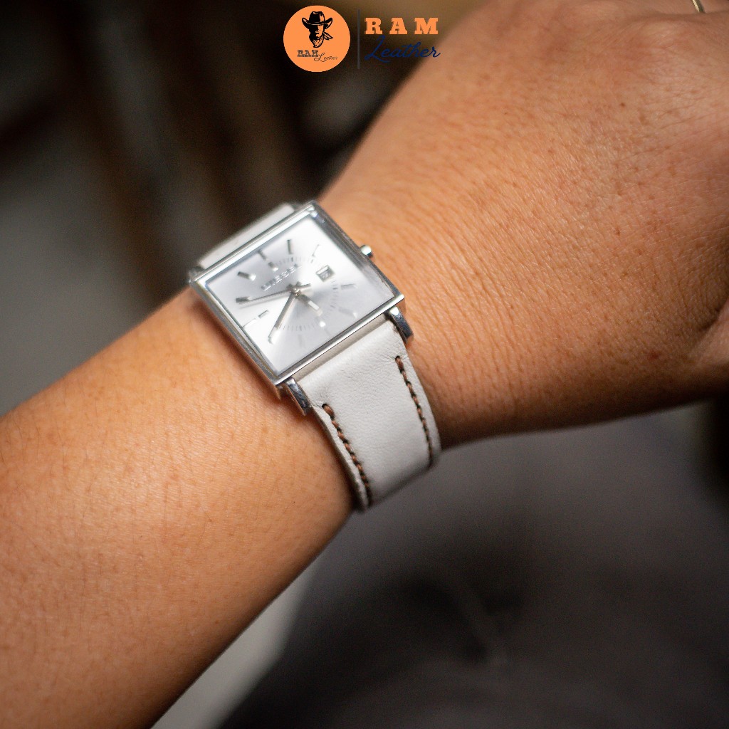 Dây Đồng Hồ Thủ Công Da Thật RAM Leather 1996 Da Dê Trắng Bền Đẹp 18mm, 20mm, 22mm, Casio 1200, iwatch AW