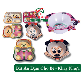 Bát ăn dặm cho bé - khay nhựa, dĩa nhựa chia cơm 1 2 3 4 ngăn fataco