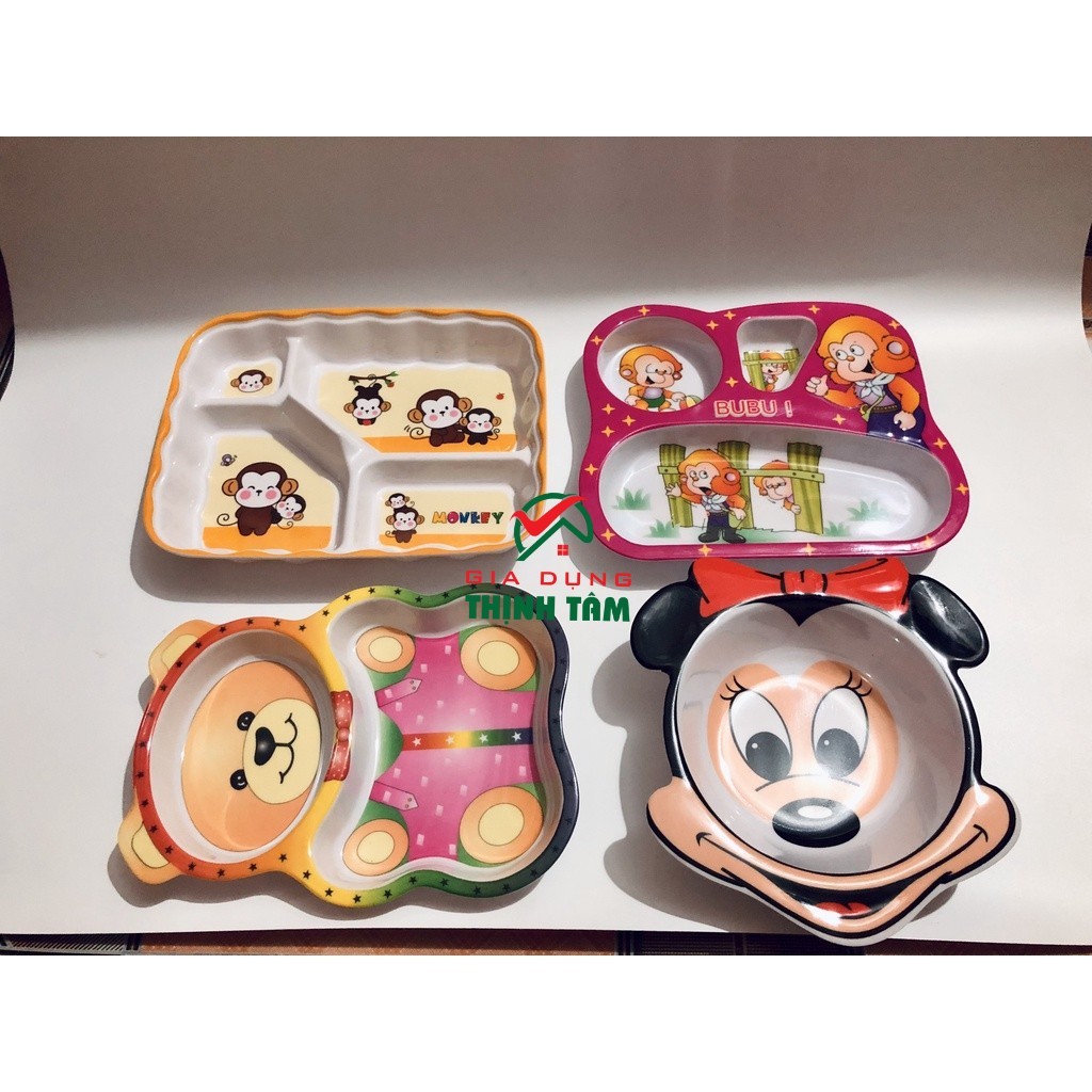 Bát Ăn Dặm Cho Bé - Khay nhựa, Dĩa Nhựa chia cơm 1 2 3 4 ngăn FATACO