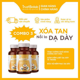 ( Combo 3 hộp 30 viên ) Bio Nano Curcumin Plus+ bảo vệ niêm mạc dạ dày , tá tràng.