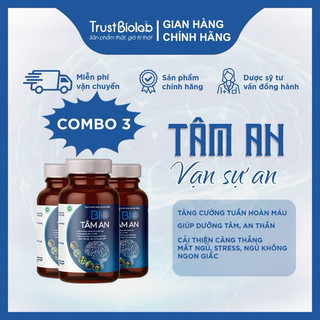 [Combo 3 hộp 30v] Bio Tâm An - Cải thiện tình trạng mất ngủ, giảm căng thẳng, stress, đau đầu - Dược Biolab