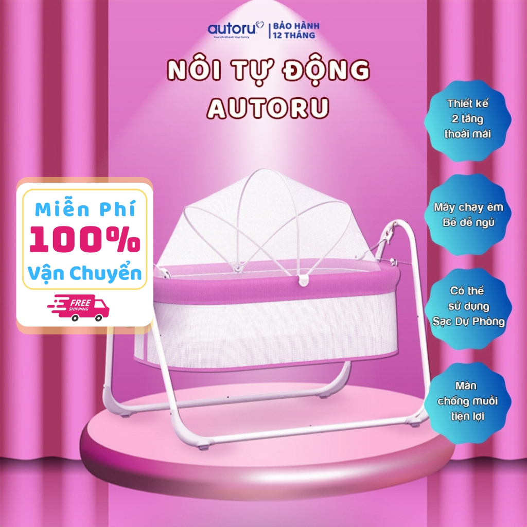Nôi điện cho em bé nôi trẻ sơ sinh tự động AUTORU Z2, Z1, Z Basic - dùng được sạc dự phòng - Thu Hiền Shop