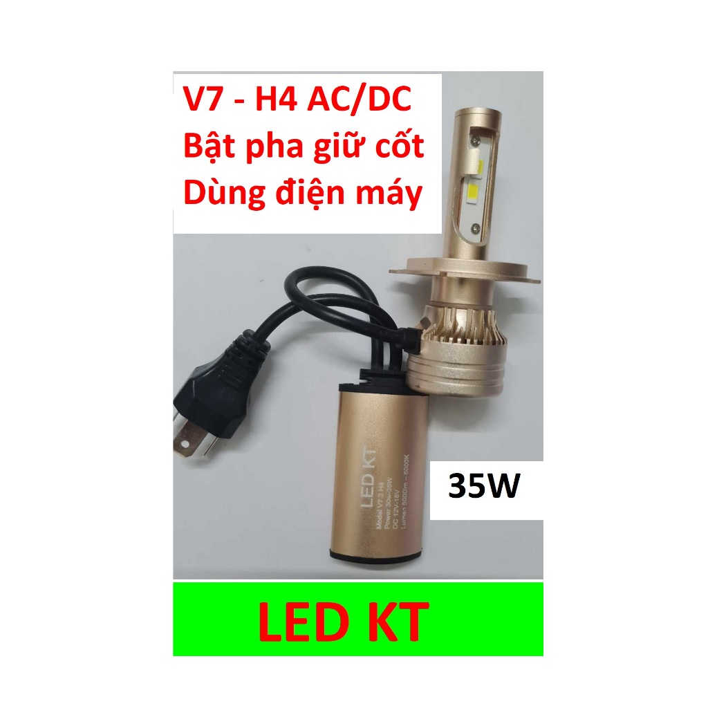 Led H4 điện máy AC/DC 12V mã V7 điện máy điện bình cũng dùng được. đèn led