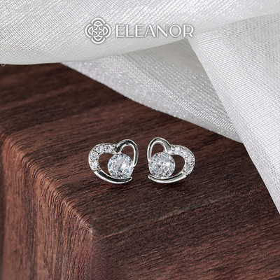 Bông tai nữ chuôi bạc 925 Eleanor Accessories hình trái tim phụ kiện trang sức khuyên tai 7353