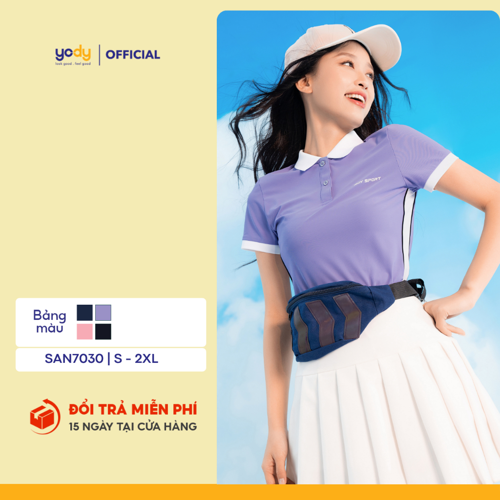 Áo thun nữ YODY polo thể thao vải airycool siêu mát, thấm hút mồ hôi