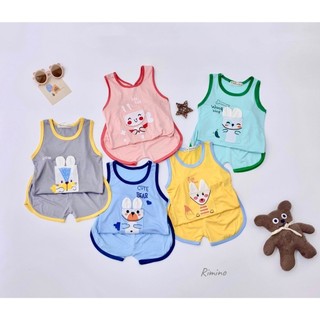Bộ ba lỗ thun lạnh họa tiết con vật cho bé trai/bé gái Mimonri