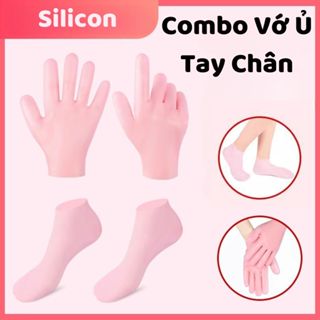 Combo Vớ Ủ Tay Chân Silicon Giúp Dưỡng Mềm Da Chống Khô Da, tất ủ tay chân chống trượt tiện lợi